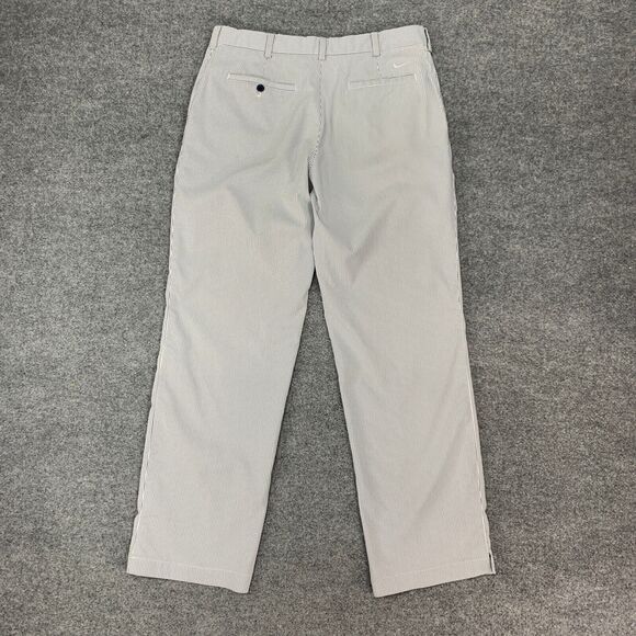 Nike Pants Mens 35 Metal Gray Striped Flat Front Tech Dri Fit Travel Golf Chino - Picture 7 of 12